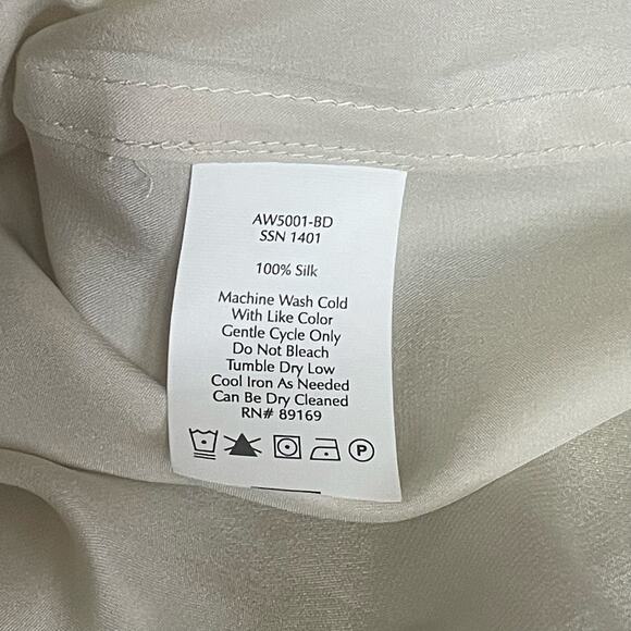ATM ivory silk shirtdress size XS extra small buttondown missing last button - Picture 7 of 7